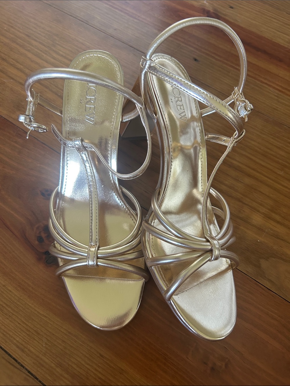 J. Crew 8 Women's Gold Strappy Slingback Heels